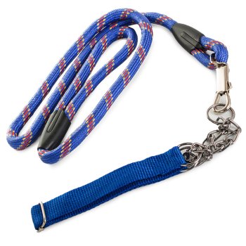 Classic leash with adjustable collar for dogs and cats, 120 cm, blue