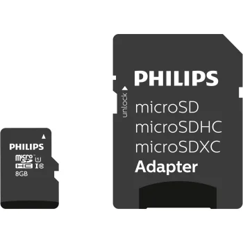 Philips microSDHC Memory Card 8GB Class 10 UHS-I U1 with Adapter (FM08MP45B/00)
