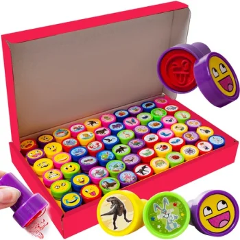Kruzzel Kids Stamp Set, 60 pcs, Animals and Emojis