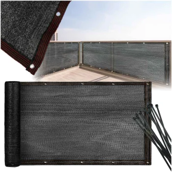 Balcony Privacy Screen with PVC Mesh, 105x500 cm, UV protection, Black