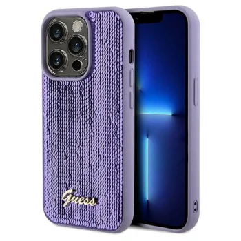 Guess iPhone 13 / 13 Pro Case Sequin Script Metal, Purple