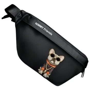 Nimmy Crossbody Glasses Cool Dog Shoulder Bag, Black
