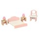 Wooden Dollhouse Furniture, 4-Room Set with 22 Accessories, Pink