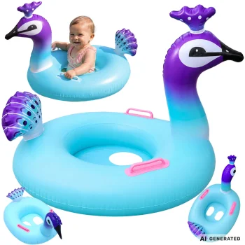 Kids Inflatable Swimming Ring Peacock, 60cm