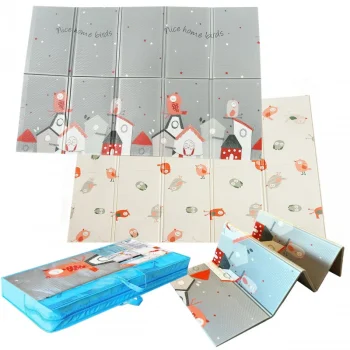 Nicekids Double-Sided Foldable Foam Play Mat for Kids, Birds, 150x200 cm