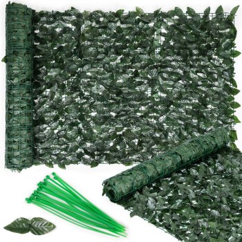 Artificial hedge for balcony and terrace, 300x100 cm, dark green