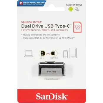 USB Flash Drive SanDisk Ultra Dual Drive 256GB USB-C and USB-A SDDDC2-256G-G46