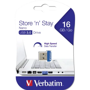 USB Flash Drive Verbatim Store 'n' Stay Nano 16GB USB 3.0 98709, Blue