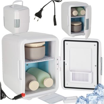 Portable Car Mini Fridge 4L Cooler and Warmer for Food and Cosmetics, White