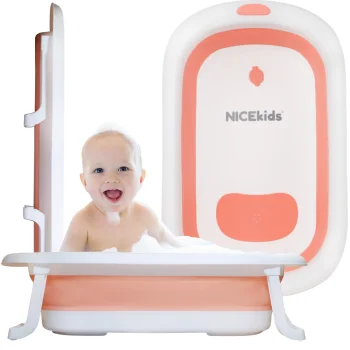 Bakalu NICEkids Foldable Baby Bathtub, Silicone, Pink