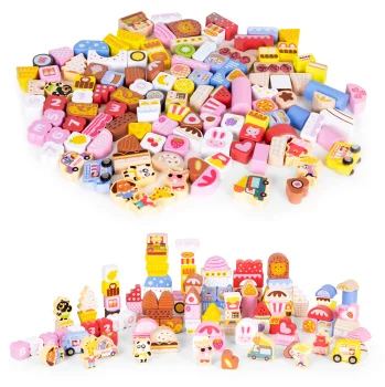 Educational Wooden Building Blocks Set Candy Town 116 pcs ECOTOYS