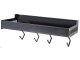 Hanging Kitchen Shelf with Hooks, Aluminum, 30 cm, Black