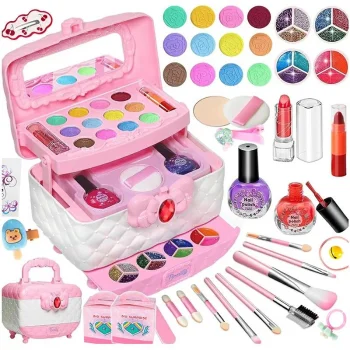 Fold-Out Kids Makeup Set in Case with Mirror and Nail Polish