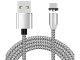 Magnetic 3 in 1 Charging Cable for USB C Micro USB and Lightning Devices 1m, silver