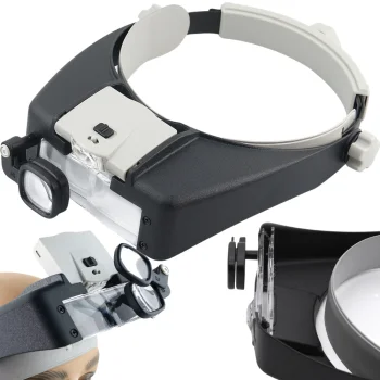 Headband Magnifier with 2 LED Lights for Close Work 1.5x-17x