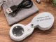 Jewelers Loupe 60x Magnifier with LED UV Light USB-C Foldable, Silver