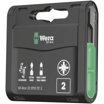 Wera Bit-Box 20 BTH PZ 2 Screwdriver Bit Set, 1/4", 20 Pieces