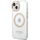Guess Metal Outline MagSafe dėklas iPhone 15 Plus / 14 Plus, auksinis
