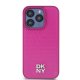 DKNY iPhone 15 Pro Case Leather Monogram Pattern Metal Logo MagSafe, Pink