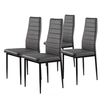 Multistore Set of 4 Dining Chairs, Eco-leather, Grey