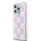 DKNY iPhone 15 Pro Case Liquid Glitters Checkered Pattern, White