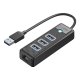 Orico PW3UR25-U3 USB Hub, 3x USB-A 3.0, 1x RJ45 2.5G Ethernet, 1m, Black