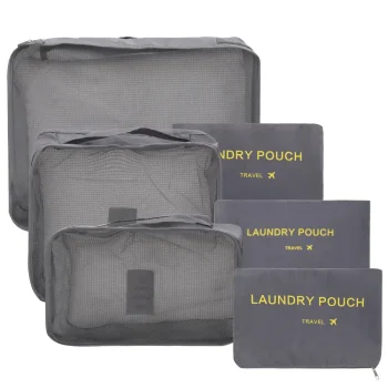 Packing Cubes for Suitcases, Set of 6 Travel Organizers, Grey