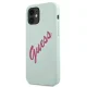 Guess iPhone 12 mini Case Silicone Vintage Script, Fuchsia Blue