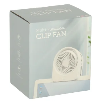 Wireless Desk Fan with Clip, USB, 3 Speeds, 11.5 cm, White