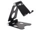 Metal phone and tablet stand with adjustable angle, black
