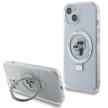 Karl Lagerfeld iPhone 14 / 15 / 13 Case Ring Stand Karl & Choupette MagSafe, White