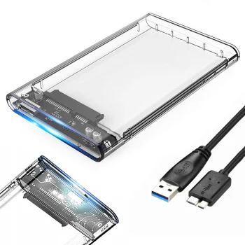 Transparent 2.5" HDD/SSD Enclosure, USB 3.0, SATA