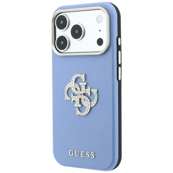 Guess Smooth & Big Strass Logo Case for iPhone 18 Pro Max / 17 Pro Max, Blue