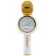 Wireless Karaoke Microphone with Speaker and Bluetooth, White/Gold
