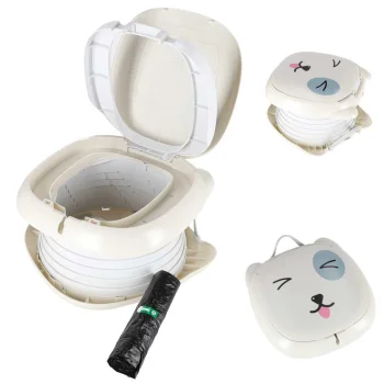 Foldable Travel Potty for Kids with Lid and Bags, Gray