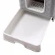 Enclosed Cat Litter Box with Drawer and Scratching Post, White-Grey