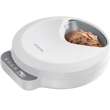 Rojeco F26 4-Meal Pet Feeder with 2 Ice Packs, White