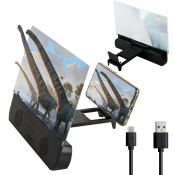 Phone Screen Magnifier with Bluetooth Speaker, 3X HD Movie Screen Amplifier, black