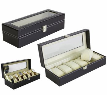 Pulksteņu glabāšanas kaste ar 6 vietām, melna