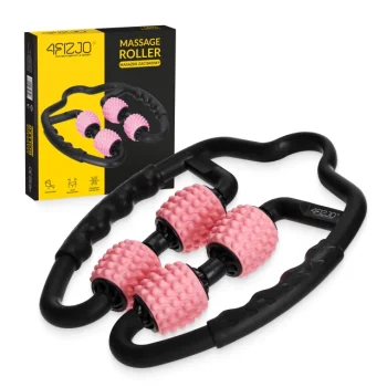 4Fizjo 1487 Manual Spiked Body Massage Roller, Black/Pink