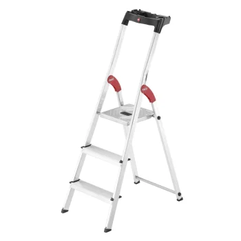Hailo L60 StandardLine 3 Step Aluminium Stepladder, Silver