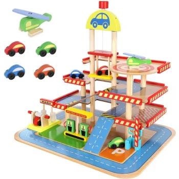 Kruzzel 00022446 Wooden Parking Garage for Kids