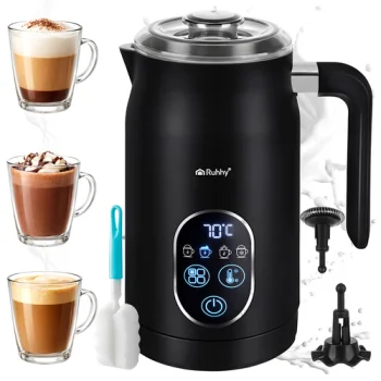Ruhhy 00026649 Electric Milk Frother with LED Display 500W, Black