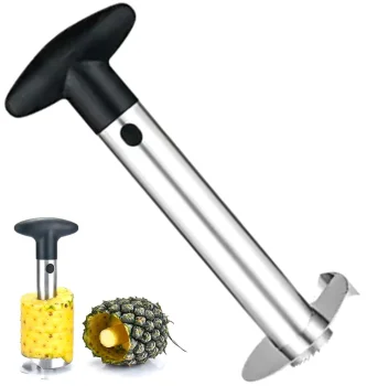 Pineapple Corer and Slicer, Silver/Black