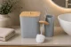 Bathroom Accessory Set, 6 Pieces, Grey/Bamboo
