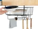 Under-Shelf Hanging Metal Basket with 5 Hooks and Paper Holder, Black