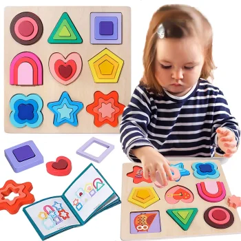 Wooden Montessori Shape Sorter Puzzle Educational Toy, 30x30 cm