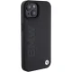 BMW iPhone 15 Plus Case Leather Hot Stamp MagSafe, Black