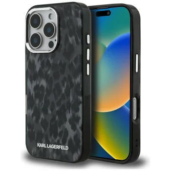 Karl Lagerfeld IML Leopard Pattern MagSafe Phone Case Cover iPhone 16 Pro Max - Black
