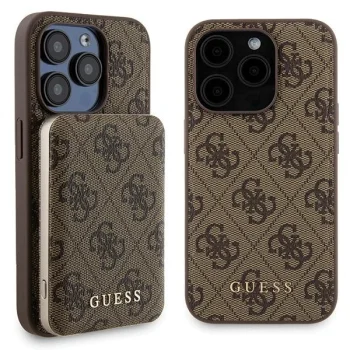 Apple iPhone 15 Pro Max 6.7'' Guess 4G Metal Logo + 5000mAh MagSafe Power Bank Case Cover, Brown